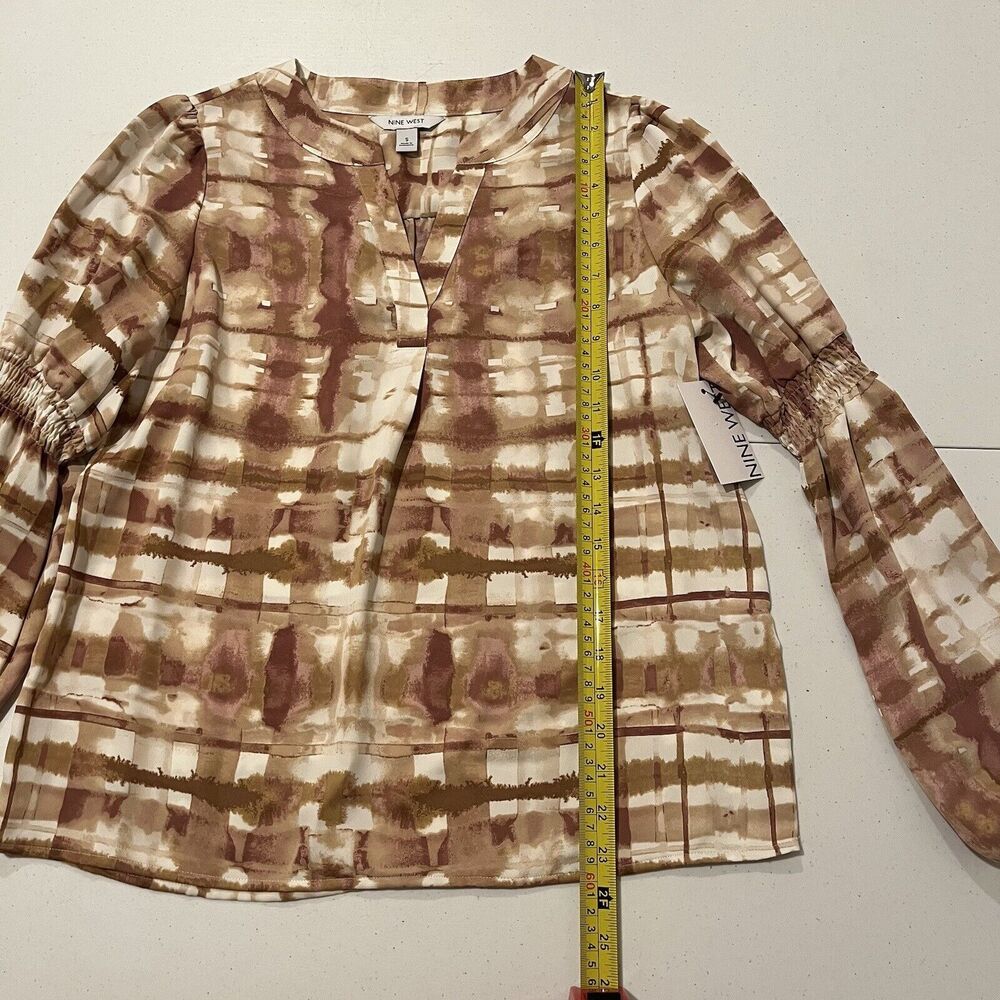 Nine West Size Small Smocked Puff Sleeve Popover Top Women NWT - Picture 4 of 8